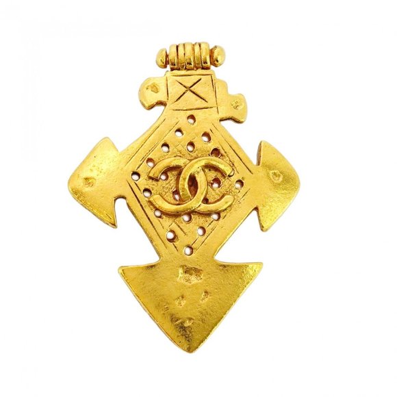 Chanel Coco Mark Gold Gold Plated brooch - Picture 1 of 8